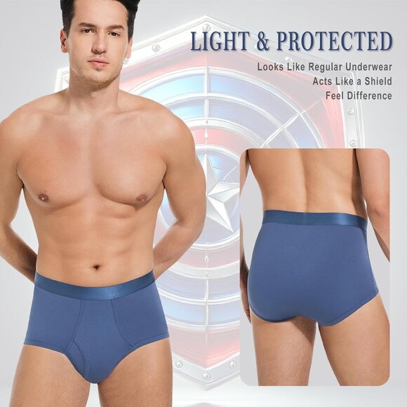 Men's High-Waisted Incontinence Briefs (2-Pack) – Washable, Leakproof, Cotton - Picture 2 of 6